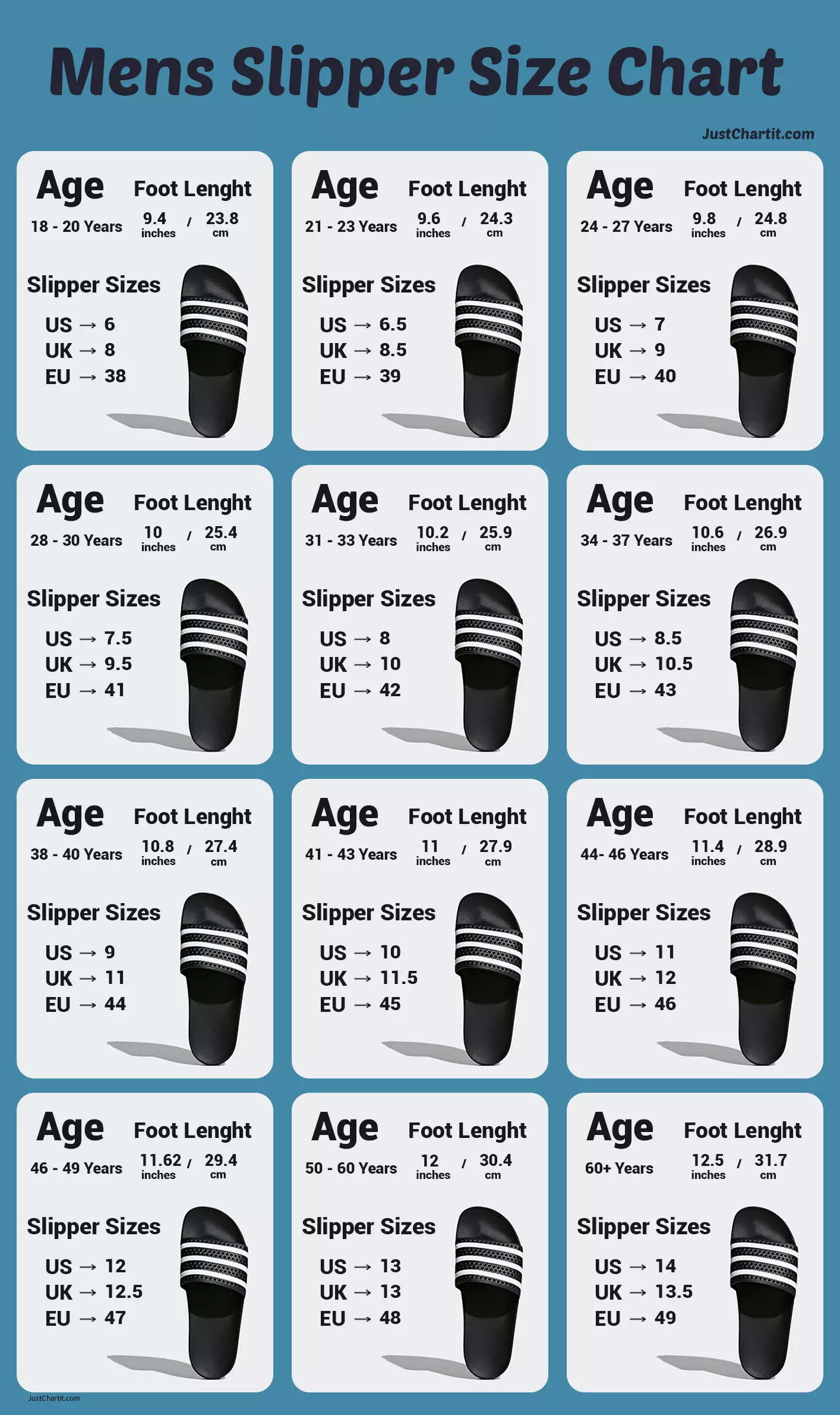 men's slipper size chart